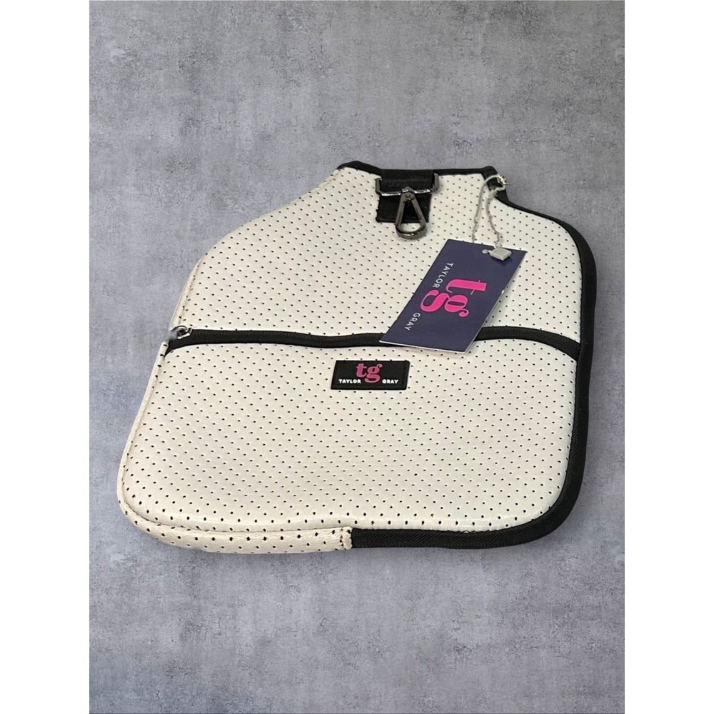 Taylor Gray Pickleball Paddle Cover Cream NWT Neoprene Racing Stripe